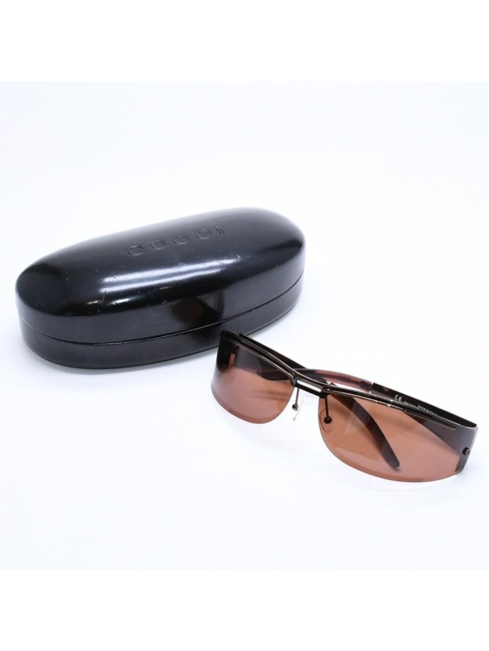 Gucci Shield Sunglasses Eyewear S Brown Metal